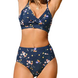 Bikini Set Women's 2 Piece Swimwear Cross Ruched V Neck High Waisted Push Up Bikini 2025 New Beach Vacation Ladies Bathing Suit