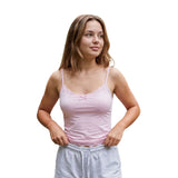 Women's Summer Solid Color Lace Trimmed Camisoles Sleeveless Open Back Slim Fit Cami Tank Tops