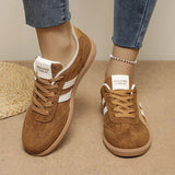 Plus Size 42 Flock Flat Sneakers for Women 2026 Fashion Anti Slip Lace Up Tennis Shoes Woman Platform German Training Shoes