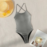 sexy glitter metallic silver backless swimsuit one piece bikini bandage swimwear bodysuits women biquini bathing suits tankini