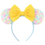 Disney Mickey Mouse Ears Leopard Print Headbands for Girls Baby Women Sequins 5"Bows Hair Accessories Adults Hairbands Kids Gift
