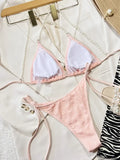 2026 New Sexy Bikini Women Swimwear Swimsuit Triangle Pearls Chain Backless Solid Beach Bikinis Set Bathing Suit Banadores Mujer