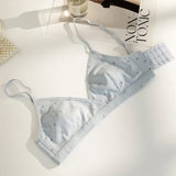 French Triangle Bra Small Bust Rabbit Ear Cup Anti-Protrusion Wirefree Comfort Summer Thin Lace Push Up Gathering Bralette S-XL
