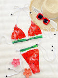 DEKA Triangle String Bikini Set 2025 Halter Swimsuit Women Print Watermelon Swimwear Female Bathers Bathing Swimming Swim Suit
