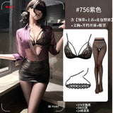 Translucent Purple Shirt Paired With A Skirt Set Secretary Sexy For Women Alluring And Pure Desire Dress Nightclub Style 89JL