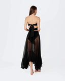 Bandeau Flower Decorated Bikini Women's High Waist Swimwear Elegant Lady Knit Mesh Two Piece Set Mujer Beachwear Vacation Outfit
