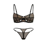 French Style Sexy Embroidered Transparent Underwear Set V-Neck Design Anti-Sagging Breathable Bra And Panties Ensemble