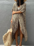 17 Colors Leopard Printed Colorful With Belt Tunic Cover-ups Beach Dress Beach Wear Beachwear Female Women Beach Cover Up V4510L