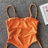 Sexy Lace Up Tummy Cut Out Monokini One Piece Swimsuit Women Swimwear Female Leopard Thong Bather Bathing Suit Swim Wear V1290