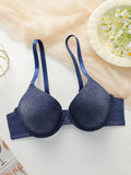 Women's new sexy blue underwear with steel rims gathered push up straps adjustable bra daily comfortable bra J2496
