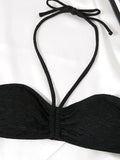 2025 Halter Bandeau Bikini Solid Swimwear Female Sexy Swimsuit Women Bathers Bathing Swimming Swim Suit Beachwear