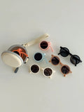 Small Foldable Round Sunglasses Girls Glasses Case Vintage Classic Sun Glasses Boy Portable Eyewear UV400