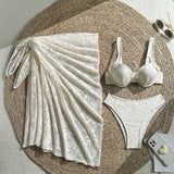With Mesh Skirt Underwired Bra Cup Bikini Women Swimwear Female Swimsuit Three-pieces Bikini Set Bathing Suit Swim Beachwear