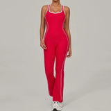 Sexy Backless Bodysuit Women's Set Tracksuits Fitness Sports Jumpsuit Yoga One-piece Suit Flared Pant Fast Dry Workout Clothes