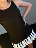2026 Summer Women's Tank Dress Summer Crew Neck Sleeveless Patchwork Pleated Mini DressCasual Punk Streetwear