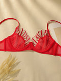 Women's sexy embroidered lace patchwork line bra with steel ring gathering push up comfortable close fitting underwear setYS2417