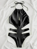 2025 New Sexy Halter Women Swimwear One Piece Swimsuit Female Hollow Out Monokini Bather Bathing Suit Summer Beach Wear Bodysuit