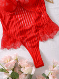 Fashionable New Sexy Lace Spliced Flower Embroidery Mesh Backless Deep V Suspenders Sleeveless Bodysuits Charming Casual H2F1