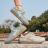 Comfortable Mixed Color Lace Up Tennis Sneakers Women Spring Anti Slip Soft Sole Flat Shoes Woman Round Toe Sports Walking Shoes