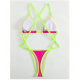 Cikini Summer Beach Women's Contrast Trim Halterneck One-Piece Swimsuit Sexy Swimwear Bathing Suit