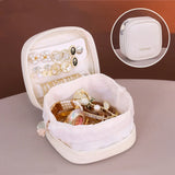 Portable Jewelry Box With Drawstring Bag Travel Necklace Bracelet Earrings Ring Storage Pouches Pu Leather Jewelry Organizer Bag