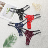 4 pieces of multi colored mother belt hollow out sexy lace low waisted thong hip lifting party underwear C856