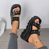 Women Sandals Metal Buckle Platform Sandals Women  Summer Woman Plus Size High Heeled