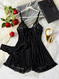 Summer Nightdress Women's Sexy Transparent Red Lace See Through Underwear Sleepwear Sleep Dress and Panty Sets Nighty