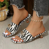 Fashionable High Heel Sandals Women's Summer Beach Shoes Thin Heel Large Size Ladies Slippers