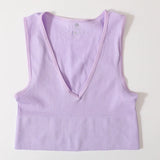 Deep V Crop Top Women Bra Top Sexy Lingere Seamless Underwear Female Tanks Top Sleeveless Fitness Top Camisole