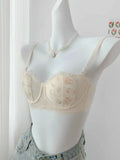Elegant Minimiser Bralette Large Chest Rabbit Ear Lace Pure Comfort UK Fit Thin Support Non Padded Wirefree Bra Set S-XL AB 32