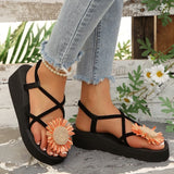 Summer Thick Bottom Bohemian Sandals Women Flowers Decor Non Slip Platform Beach Sandles Woman Plus Size 42 Light Eva Sandals