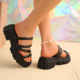 2026 Summer Chunky Platform Gladiator Sandals Women Spaghetti Strap Thick Bottom Slippers Woman Anti Slip Beach Sandles 35-43