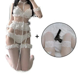 Porno Women Sexy Lingerie Set Lolita Costumes Erotic Cute Ruffles Pink Lace Kawaii Babydoll Soft Pajamas Cosplay Outfit