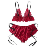 Women's 2 Piece Pajama Sets Lingerie Solid Color Bow Bandage Bra Camisole with Shorts Sexy Loungewear Summer