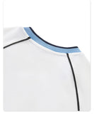 Hot girl top V-neck exposed navel contrasting color splicing clothes women's street short-sleeved T-shirt
