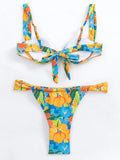 Printed Mini Thong V-bar Underwired Bikini Female Swimsuit Women Swimwear Two-pieces Bikini Set High Cut Bathing Suit Swim Lady