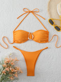 Halter Bikinis 2026 Women String Thong Swimwear Female Sexy Swimsuit Solid Bathers Bathing Swimming Swim Suit Beachwear