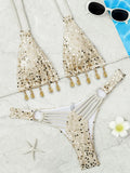 Shiny Sequins Halter Shell Bikini Women Swimsuit Female Swimwear Two-pieces Bikini Set Brazilian High Cut Bathing Suit Swim Lady