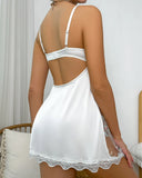 Toucheart Sexy Lingerie Suit Hot Girl Suspender Lace Backless Perspective Sexy Clothes Home Nightgown for Women Women's Lingerie