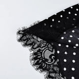 FDYOUI 2026 Woman Clothes Lace Patchwork Polka Dot Skirts Female Sexy Tight Short Skirt Black Party Night Club Dress Streetwear