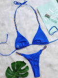 Halter Metal Chains String Micro Thong Bikini Women Swimsuit Female Swimwear Two-pieces Bikini Set Brazilian Bathing Suit Swim