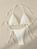 DEKA Tie Side Thong Swimwear New Sexy Bikini Set White Shell Designer Swimsuit Halter Push Up Micro Bikinis Summer Bathing