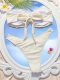 3D Flowers High Leg Cut Bandeau Bikini Women Swimsuit Female Swimwear Two-pieces Bikini Set Bather Bathing Suit Swim Beachwear