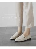 Retro British Style Women Leather Shoes Autumn Flat Casual Loafers Fashion Slip on Round Toe Office Work Shoes Zapatillas Mujer