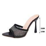 Sexy Pointed Toe High Heel Sandals Women 2026 Fashion Stiletto Heels Crystal Sandals Woman Plus Size 42 Slip On Party Shoes