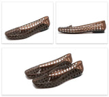 New 2025 Women Fashion Jelly Shoes Summer Cut-out Flat Sandals, Soft PVC Casual Square Toe Girls Daily Walking Sandalias