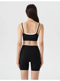 Women's 2-piece Yoga Set Fake Two-Piece Color-Block White Stripe Camisole Running Sports Bra Shorts Yoga Outfit Set