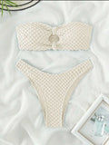 sexy wrinkled bandeau bikinis sets two pieces high waist padded bathing suit beach wear women thong bikini swimsuits