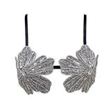 YOUR BUMP CURVE Handmade crystal bra flower embroidery inlaid metal rhinestones short top sexy women beach pool yacht sea party